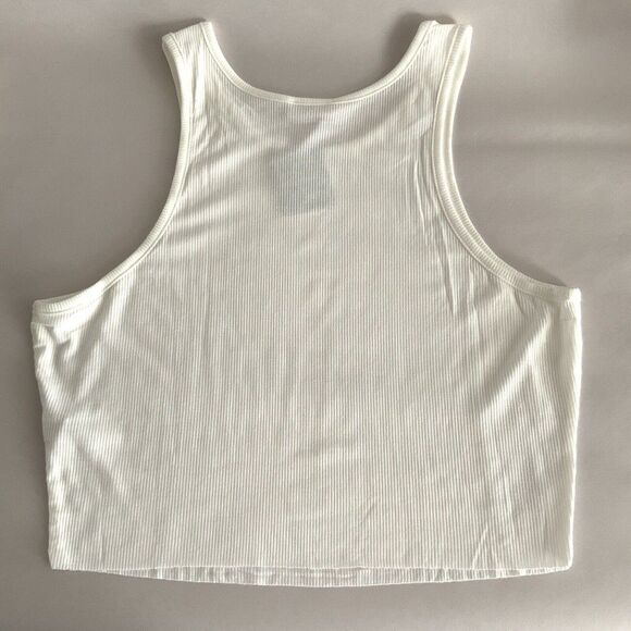 Free People Ribbed Crop White High Neck Sleeveless L - Picture 5 of 9